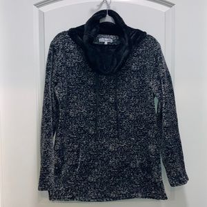 Sleepyheads cowlneck drawstring loungewear fleece pullover black and gray